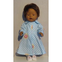 lange zomerjas blauw stippen met rozen baby born 43cm