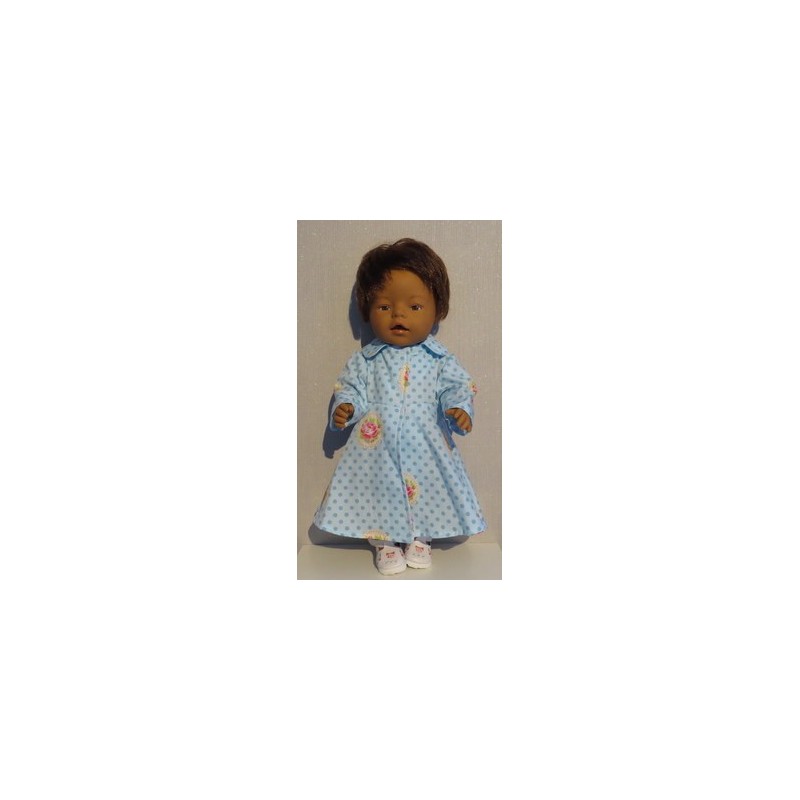 lange zomerjas blauw stippen met rozen baby born 43cm
