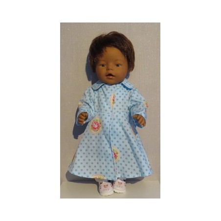 lange zomerjas blauw stippen met rozen baby born 43cm