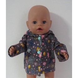 jas grijs bloemen baby born 43cm