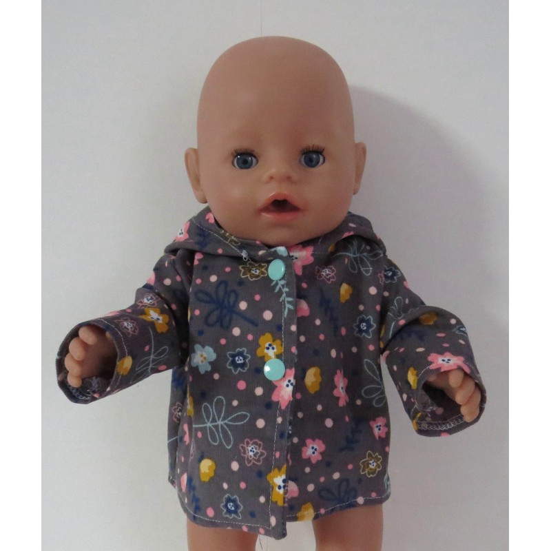 jas grijs bloemen baby born 43cm