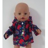 jas blauw bloemen rood baby born 43cm