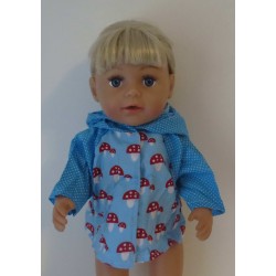 jas blauw paddestoelen baby born 43cm