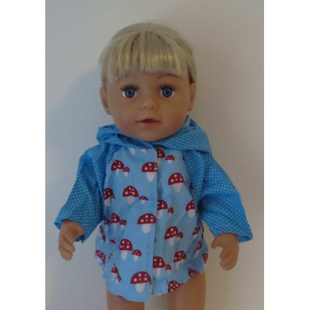 jas blauw paddestoelen baby born 43cm