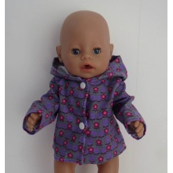 jas grijs met lila bloemen baby born 43cm