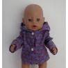 jas grijs met lila bloemen baby born 43cm
