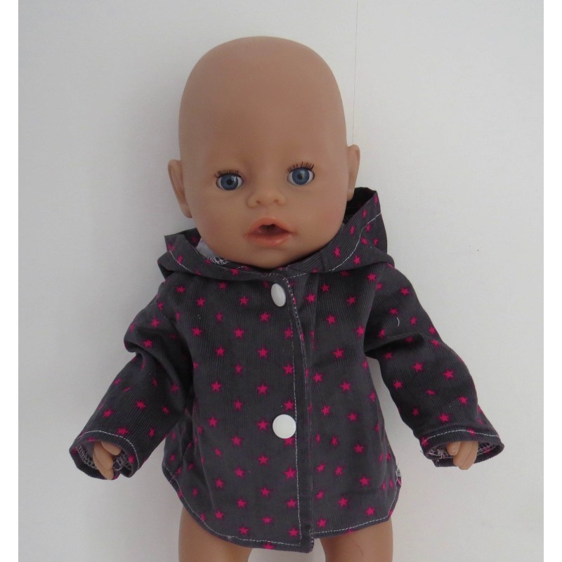 jas grijs sterren hard roze baby born 43cm
