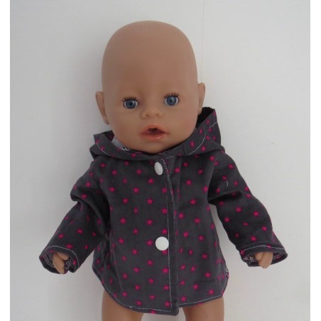 jas grijs sterren hard roze baby born 43cm