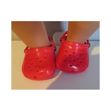 crocs rood met hartjes baby born 43cm