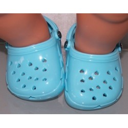 crocs aqua blauw met hartjes baby born 43cm