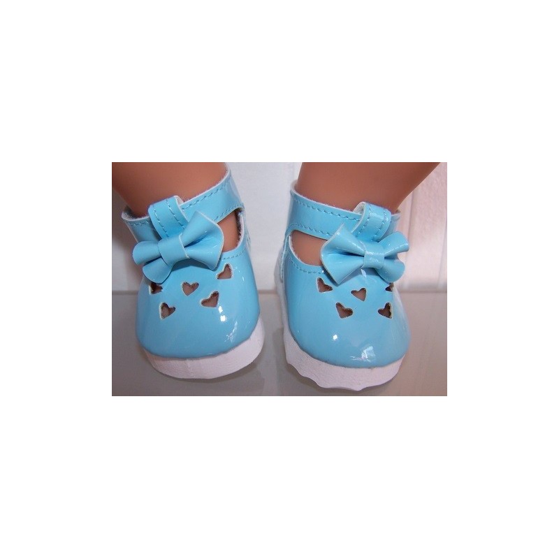 lak schoentjes blauw hartjes baby born 43cm