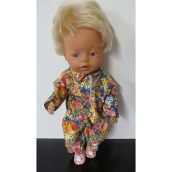 jeansjas met broek gebloemd baby born 43cm
