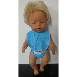 luier met slab setje aqua blauw baby born 43cm