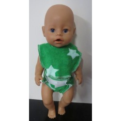 luier met slab setje groen sterren baby born 43cm