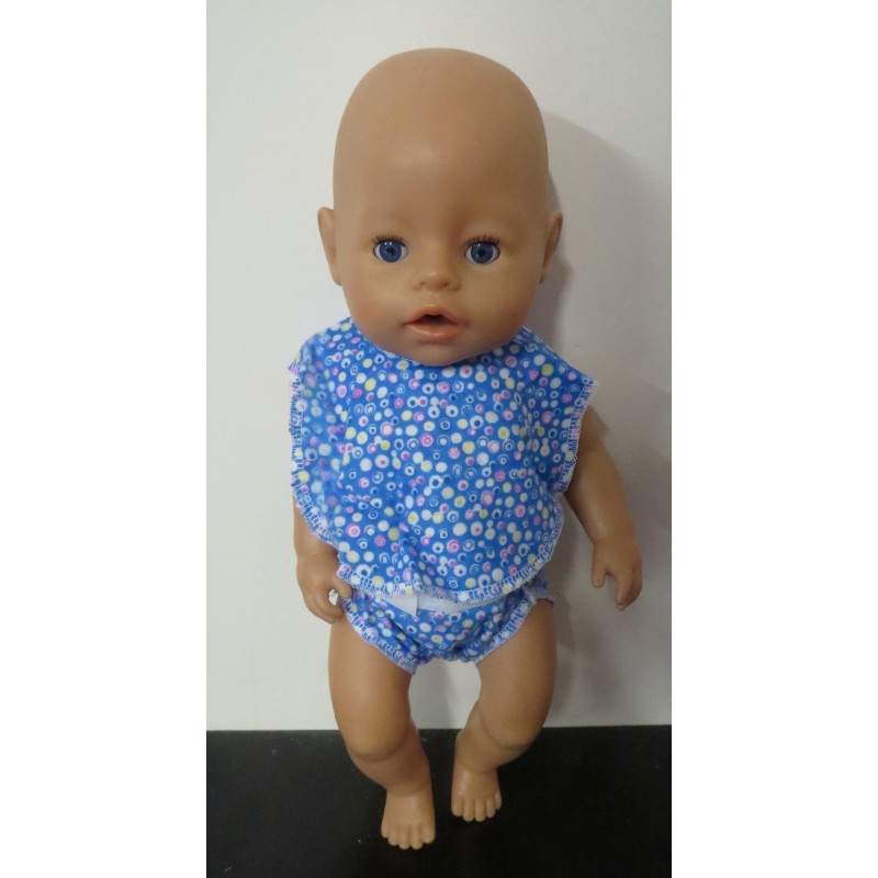 luier met slab setje blauw stippen baby born 43cm