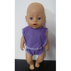 luier met slab setje paars baby born 43cm