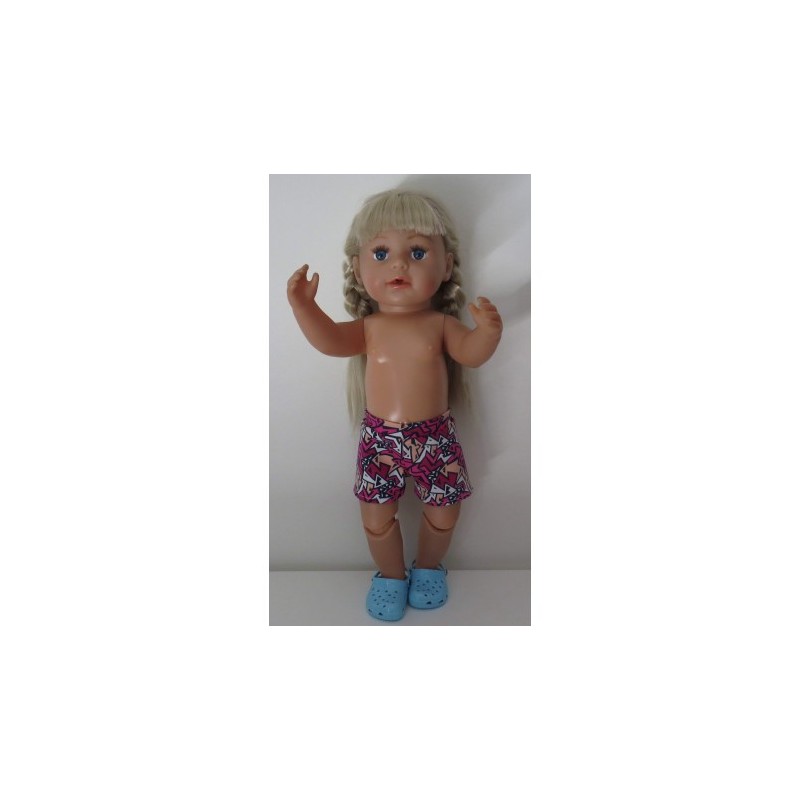korte broek hard roze gekleurd baby born 43cm