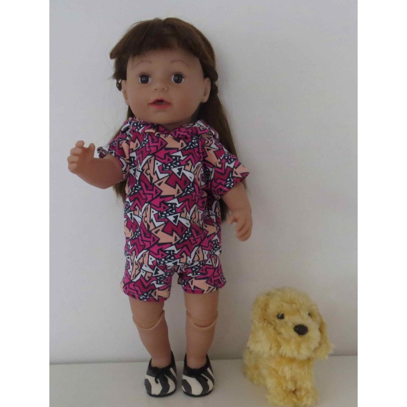 capuchontrui setje roze bewerkt baby born 43cm