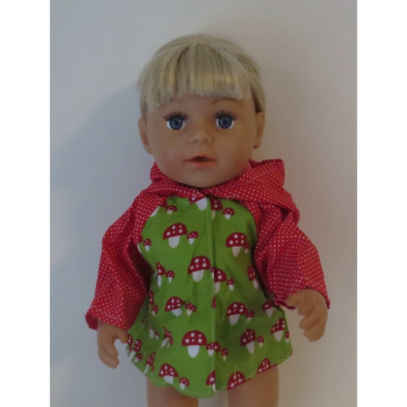 jas groen paddestoelen baby born 43cm