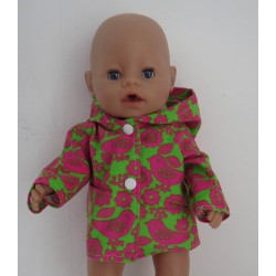 jas groen met vogels hard roze baby born 43cm