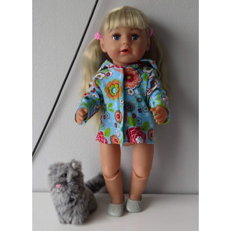 jas blauw met bloemen  baby born 43cm