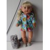 jas blauw met bloemen  baby born 43cm