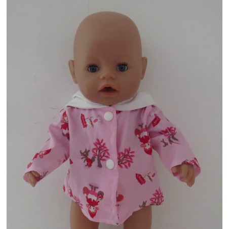 jas roze met rooskapje baby born 43cm