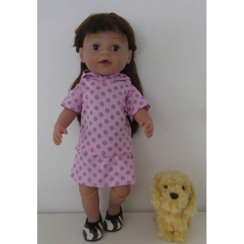 capuchontrui setje roze met zwart baby born 43cm