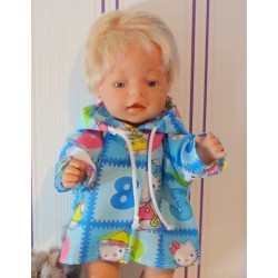 jas aqua blauw hello kitty cijfers baby born 43cm