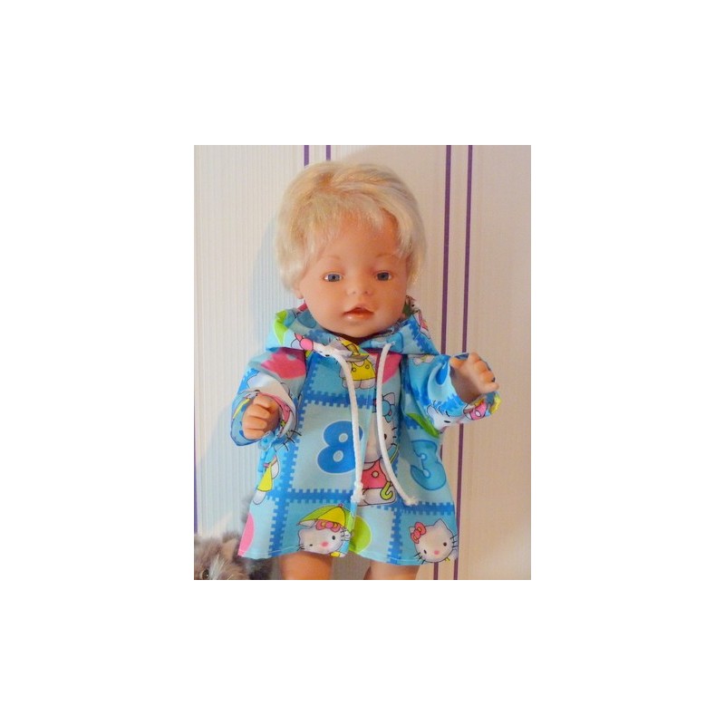 jas aqua blauw hello kitty cijfers baby born 43cm