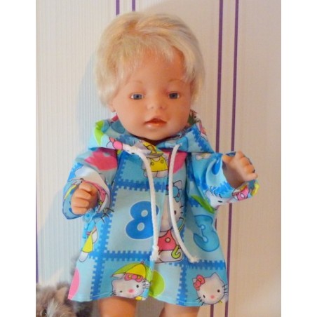 jas aqua blauw hello kitty cijfers baby born 43cm