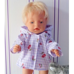 jas lila geruit aardbeien baby born 43cm