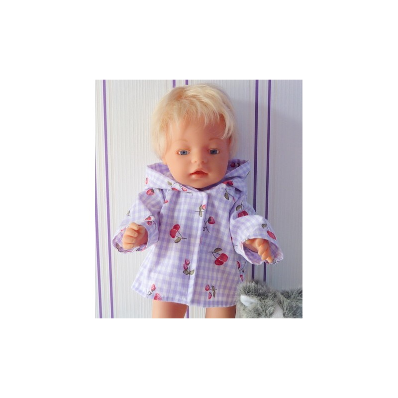 jas lila geruit aardbeien baby born 43cm
