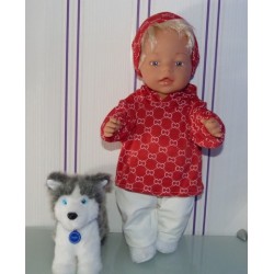 capuchontrui setje rood  baby born 43cm
