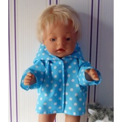 jas aqua blauw polka dots baby born 43cm