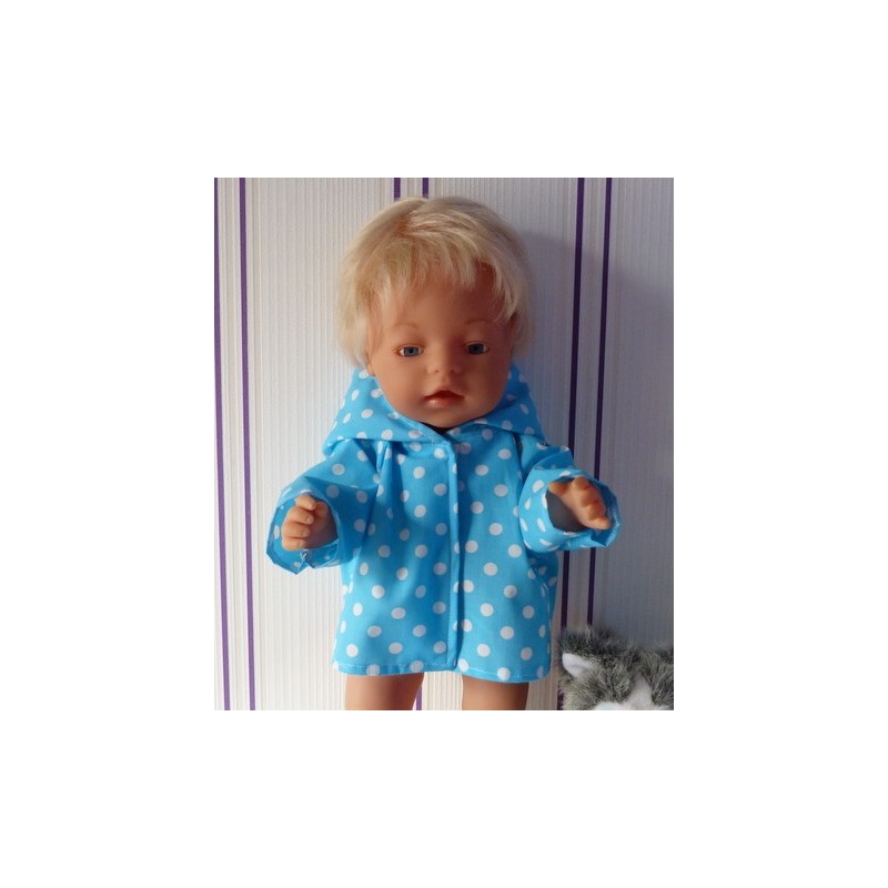 jas aqua blauw polka dots baby born 43cm