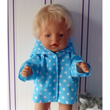 jas aqua blauw polka dots baby born 43cm