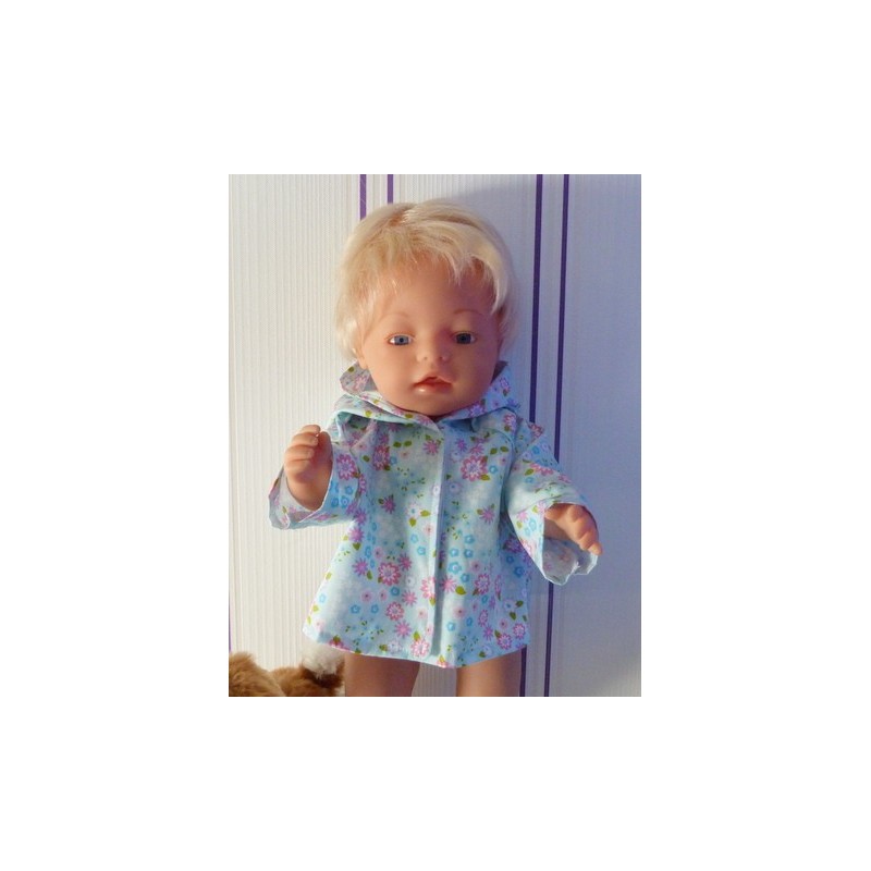 jas licht blauw bloemen baby born 43cm