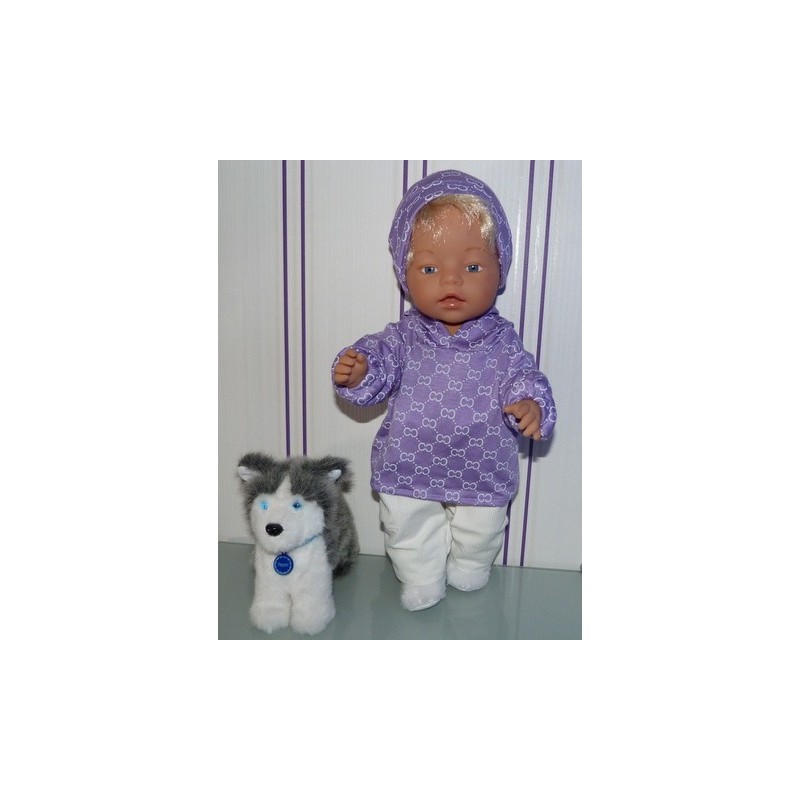 capuchontrui setje lila baby born 43cm