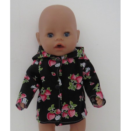 jas zwart aardbeien  baby born 43cm