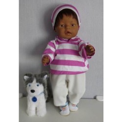 capuchontrui setje paars gestreept baby born 43cm