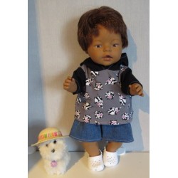 zomer capuchontrui setje grijs koeien baby born 43cm