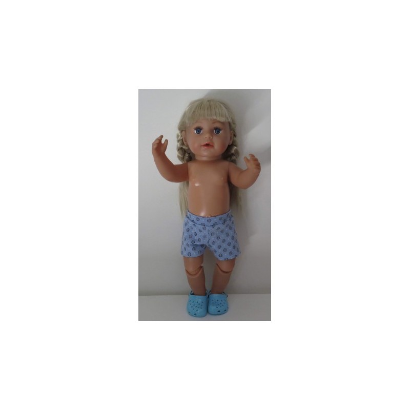 korte broek blauw met zwart baby born 43cm