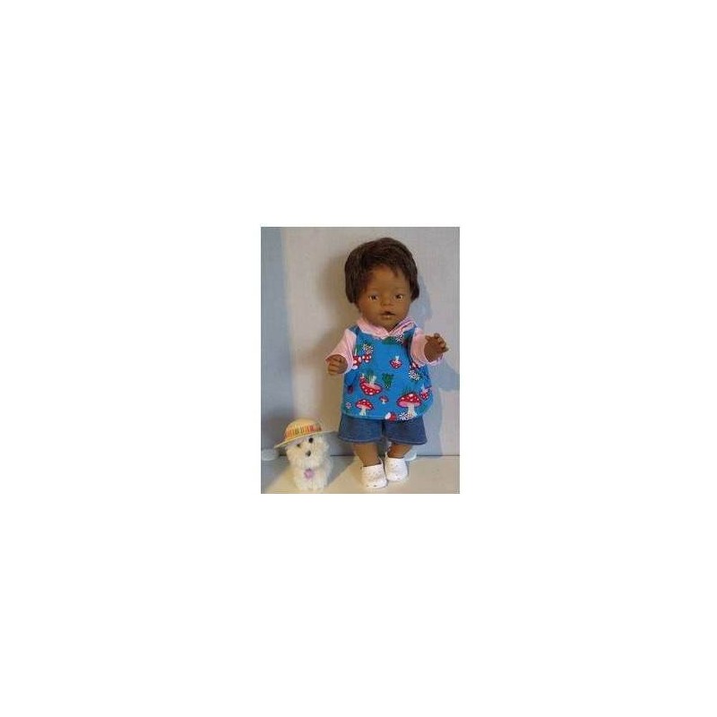 zomer capuchontrui setje blauw paddestoelen baby born 43cm