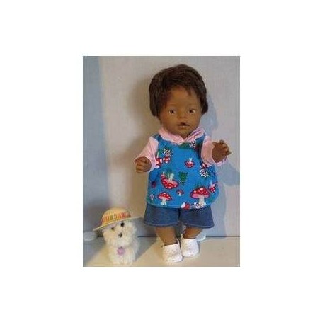 zomer capuchontrui setje blauw paddestoelen baby born 43cm