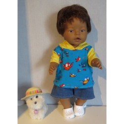 zomer capuchontrui setje  mussen baby born 43cm