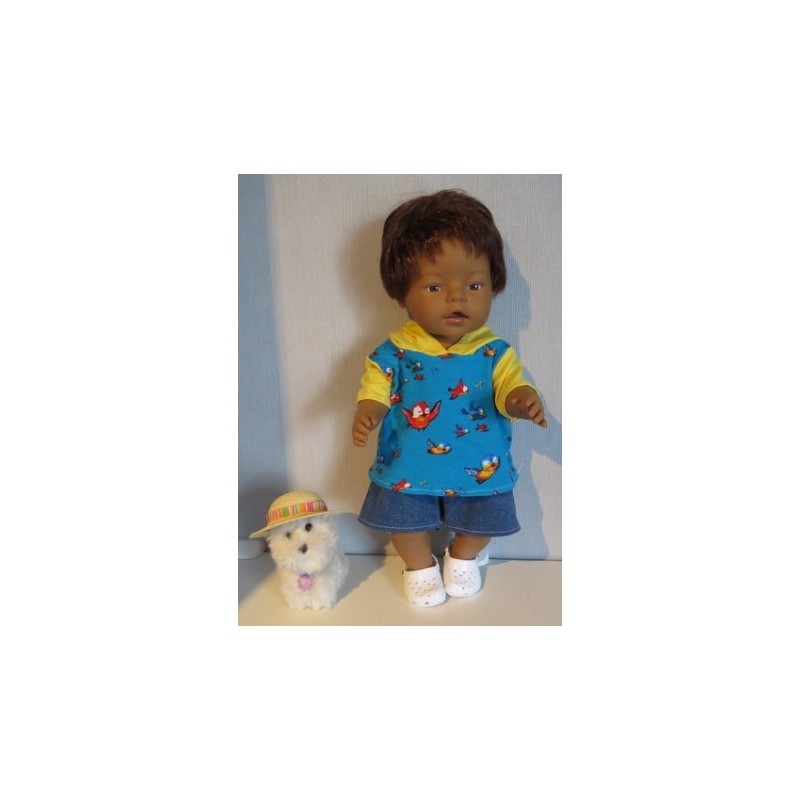 zomer capuchontrui setje  mussen baby born 43cm