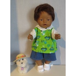 zomer capuchontrui setjegroen auto's  baby born 43cm