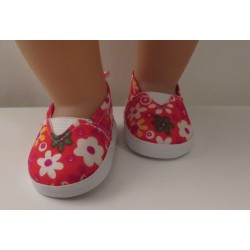 schoentjes rood gebloemd baby born 43cm