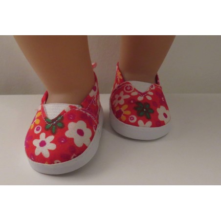 schoentjes rood gebloemd baby born 43cm